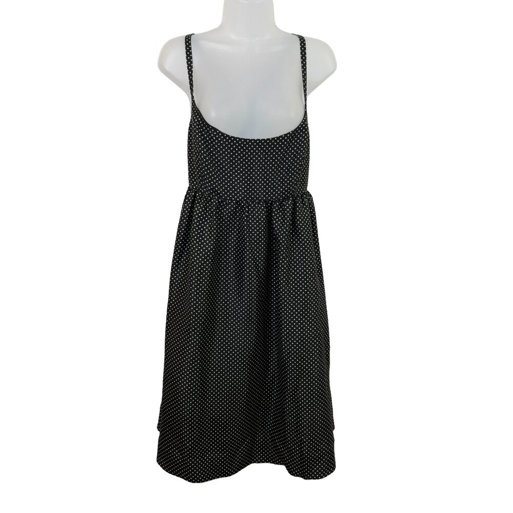 J. Crew Black & Cream Polka Dot Silk Sleeveless Dress NWT Size 10